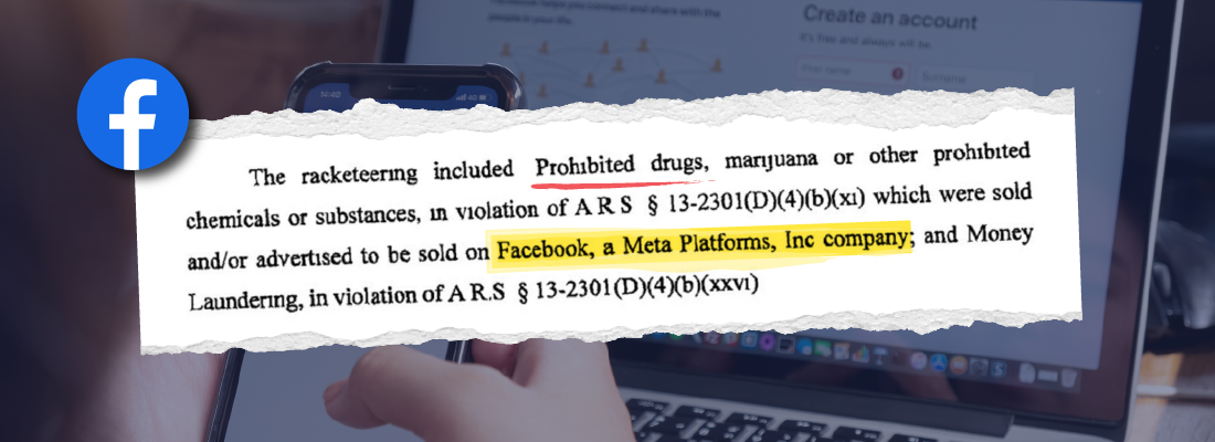 Clipping of a racketeering case showing the defendant used Facebook
