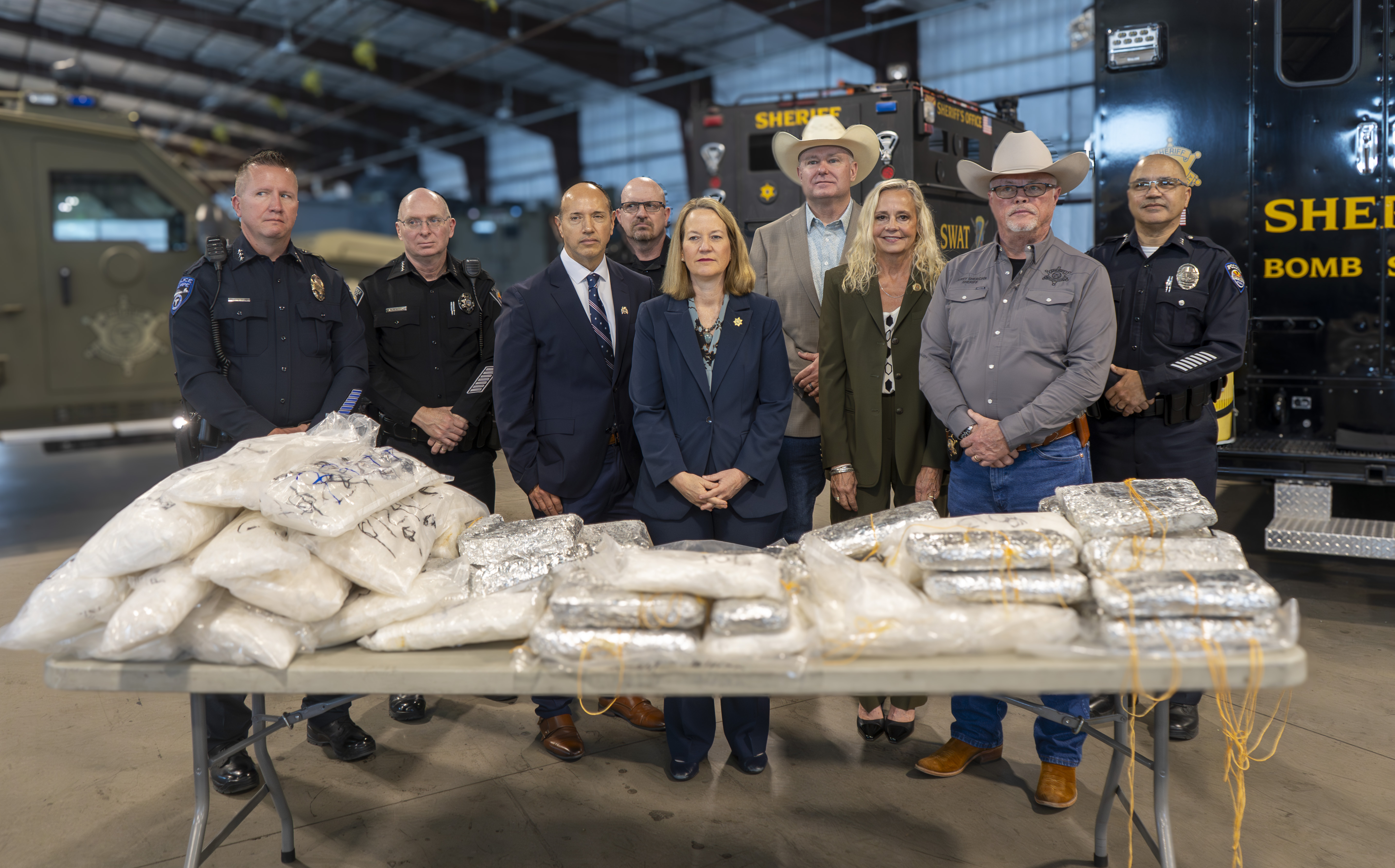 Operation Mechanic Group Photo with Seized Drugs