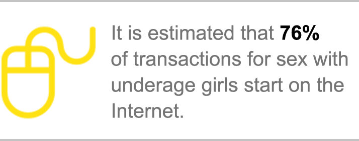 It is estimated that 76% of transactions for sex with underage girls start on the Internet.