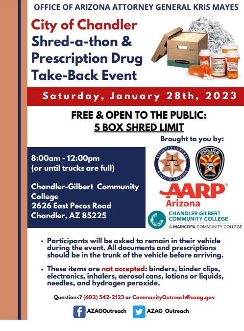 Chandler Shred-a-thon flyer Jan 2023