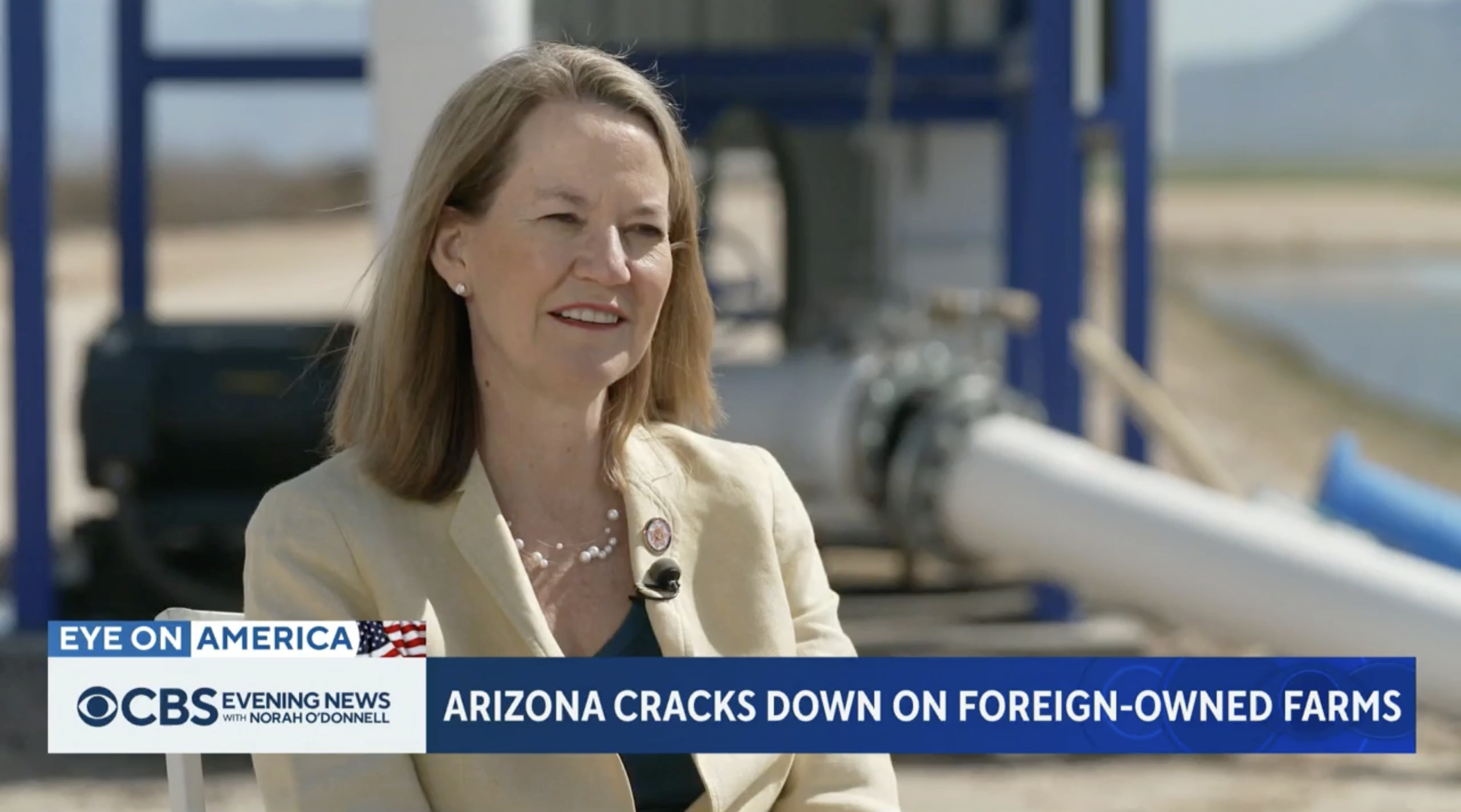 Kris Mayes during an interview about Arizona cracking down on foreign owned farms.