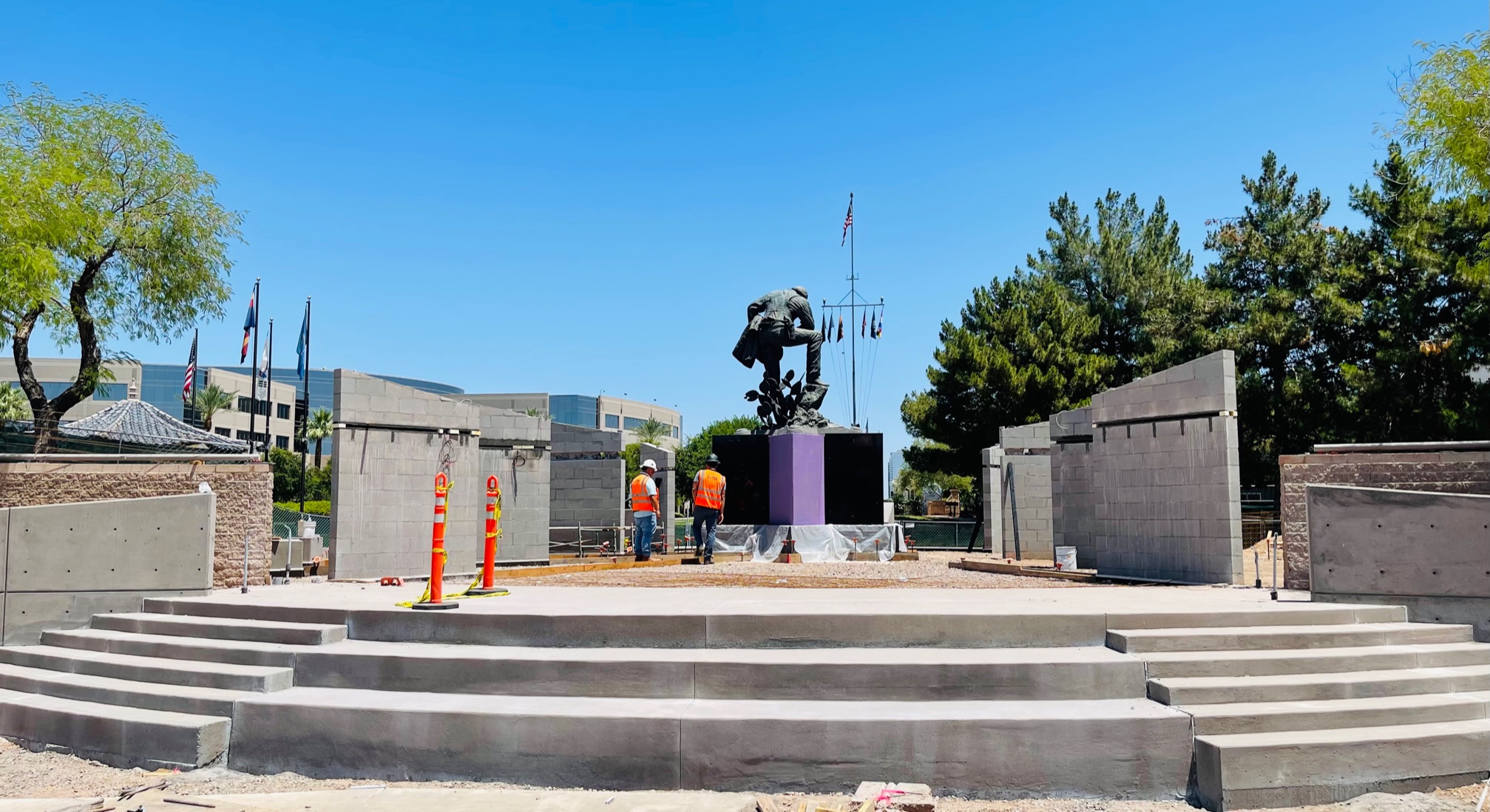 Peace Officers Memorial construction progress.