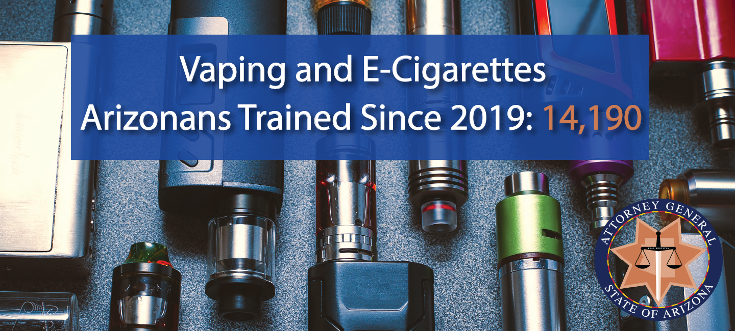Vaping banner advertising the 14,100 trainings in Arizona.