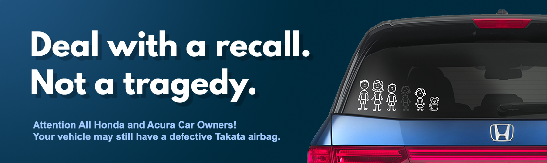 Photo of a Honda to the right with the text "Deal with a recall. Not a tragedy." to the left.