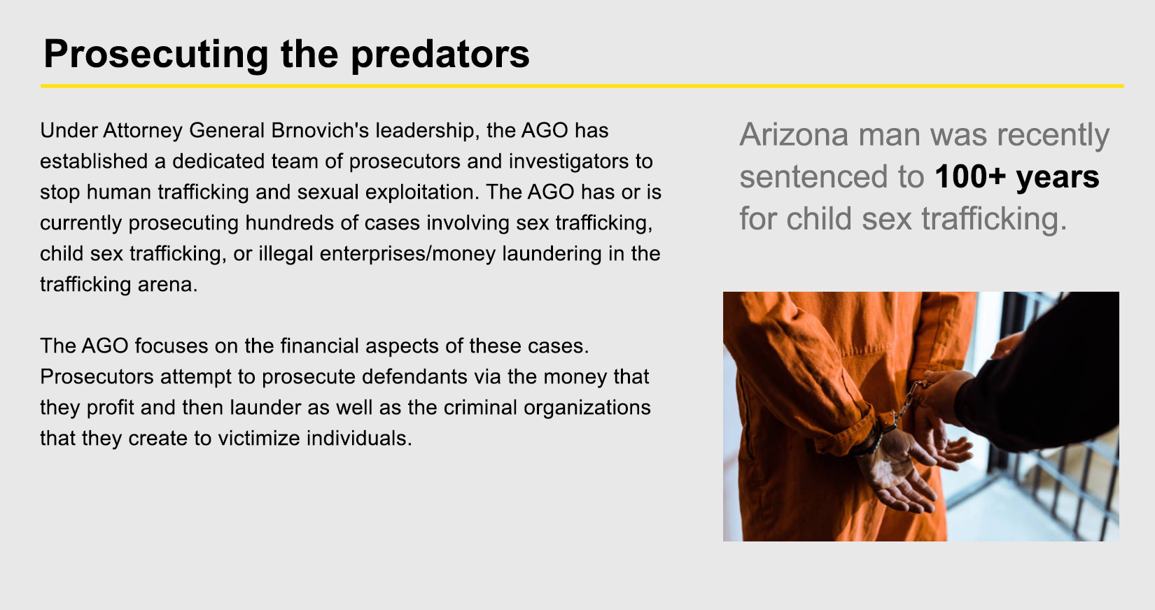 Prosecuting the predators.