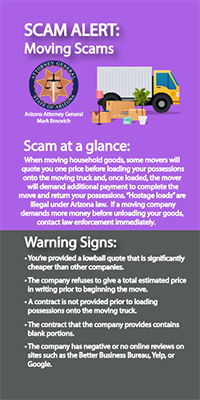 Two toned Moving Scams flyer