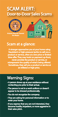 Two toned Door-to-Door Scams flyer