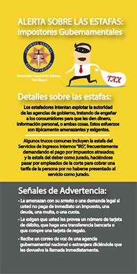 Two toned Government Imposter Fraud flyer